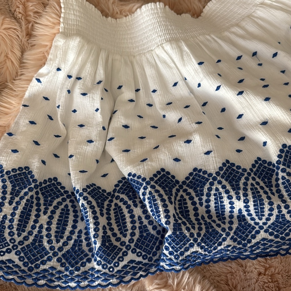 Jcrew elastic waist white with blue embroidery gauze skirt. Brand new with tags. - Picture 5 of 8